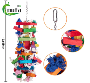لوازم حيوانات أليفة لعبة الببغاء المضغوط الخشبي لعبة للببغاء من القطن والخشب لون صديق للبيئة لعبة طائر الببغاء المضغوط - Product Image 4