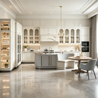 Meubles modulaires de conception complète en quartz, laque et mélamine, avec robinet, évier, tiroir et panier, pour salon et cuisine, direct usine