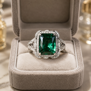 Luxury <b>Emerald</b> Style Openwork Floral <b>Ring</b> for Women Elegant Statement Finger Jewelry - Product Image 4