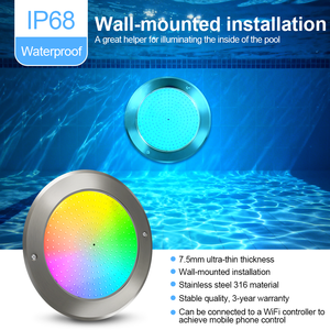 Lampes LED murales pour piscine en acier inoxydable de qualité <span class=keywords><strong>marine</strong></span> à 2 fils avec télécommande - Product Image 6