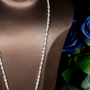 HIBRIDE Neue Trendy Sweater Lange Halskette Ohrring Schmuck Sets Für Frauen Hochzeits feier CZ Afrikanische Dubai Braut schmuck N-1491 - Product Image 5