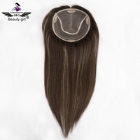 Topper Rambut Mono Ringan 6x6.5 Inch, Bernapas dan Tak Terlihat, untuk Wanita Berambut Tipis, Swiss Lace Mono Topper