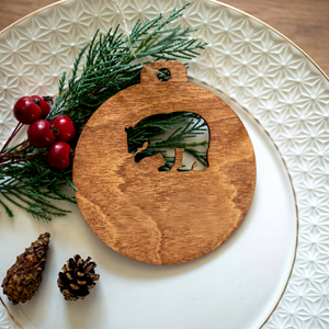 Adorno Navideño de Madera Circular, Cortado con Láser, Grabado con Nombre, Decoración Rústica para Colgar en la Pared, Tema Invernal - Product Image 1