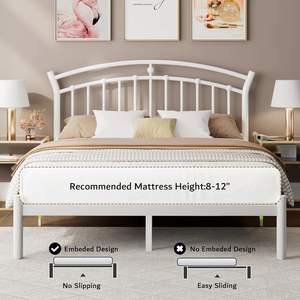 Simple Beauty Arch Dormitorio en forma <span class=keywords><strong>de</strong></span> <span class=keywords><strong>puente</strong></span> Plataforma blanca Marco <span class=keywords><strong>de</strong></span> cama <span class=keywords><strong>de</strong></span> hierro Cama <span class=keywords><strong>de</strong></span> almacenamiento <span class=keywords><strong>de</strong></span> metal <span class=keywords><strong>de</strong></span> tamaño Queen con cabecero - Product Image 6