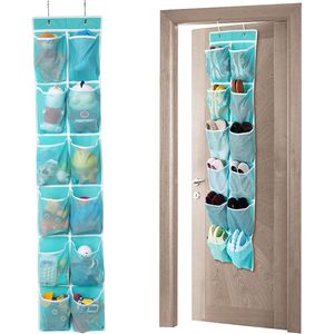 Over The Door Hanging <b>Shoe</b> Organizer 12 Pockets Turquoise Multifunctional Storage For <b>Shoes</b> And Toys - Product Image 1