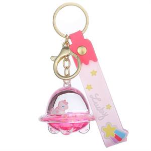 LLavero de animal acrílico aceitado de dibujos animados, platillo volador creativo, botella de arena movediza, llavero, bolsa, colgante, máquina de garra, llavero de regalo - Product Image 5