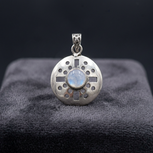High Quality Star Design Moonstone Women's German <b>Silver</b> Round Pendant <b>Snake</b> <b>Chain</b> Necklace Gemstone Engagement Bohemian Style - Product Image 3