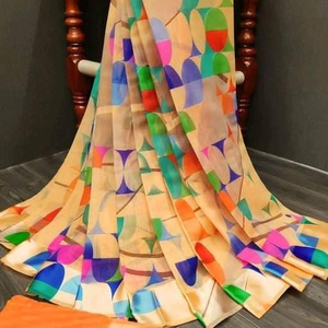 Ropa étnica Blanco Atractivo Saree Surat Rosa Bordado Blusa Prenda - Product Image 1