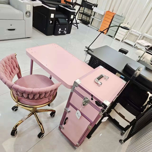 Internet-Famous Portable Makeup Rolling Case Fashionable Stone Nail Salon Tool Box Portable Dressing Desk Manicure <b>Table</b> - Product Image 2