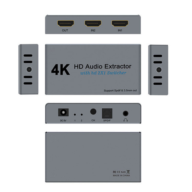 HD Audio Extractor with HD 2*1 Switcher 4K