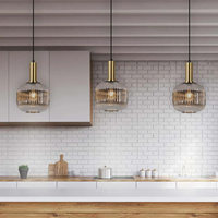 Lámpara LED de Superficie de Alta Calidad con 1 Luz, Pantalla de Cristal Ahumado E27, Base de Metal y Cristal, Diseño Elegante para Hogar y Oficina