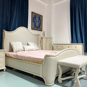 europäische meistverkaufte möbel französische luxus-schlafzimmersets kingsize robustes holzbett himmelbetten holzbetten