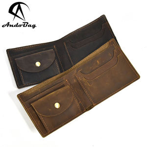 AndoBag Short <b>Wallet</b> for Men Women Genuine Cow Leather Coin Purse Retro Simple Portable Card Holder <b>Money</b> Clips 0005 - Product Image 1