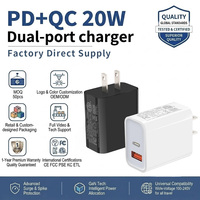 Grosir Pabrik PD+QC 20WEU Charger Tipe C Colokan US JP UK Dual Port Pengisian Daya Cepat Ponsel untuk iphone 14 13 Pro Max