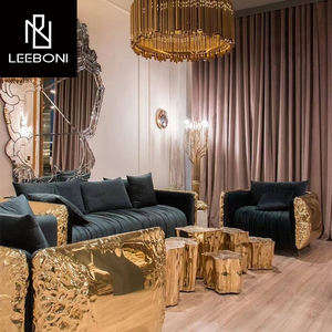 أرائك مقطعية فاخرة خفيفة من الجلد بطراز حديث من بوكا صالة مخصصة - Product Image 3