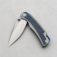 Couteau de poche EDC à manche en titane, incrustation G10 Damas, acier VG10 sablé, verrouillage Liner Lock, bouton de pouce, pour camping en plein air, vente en gros