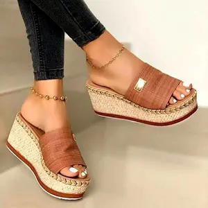 Sandalias con boca de pescado para mujer, zapatos de tacón de cuña aumentados, encantadores