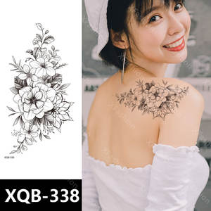 Pegatinas de Tatuajes Temporales Serie XQB, Diseño Personalizado de Chica Sexy con Flores Negras, Papel Impermeable para Aplicación en el <span class=keywords><strong>Brazo</strong></span>, Impresión Serigrafiada - Product Image 3