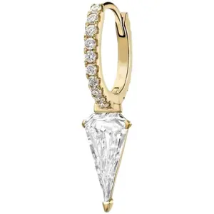 S925 Sterling Silver Plated Gold Charm Light Luxury Personality Alien Diamond Long Shield Earrings