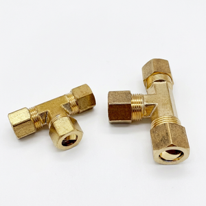 Raccords en T lisses usinés CNC en laiton de haute qualité 1/8" 1/4" 3/8" 1/2" 6mm 8mm 10mm 12mm à double ferrule à compression basse pression - Product Image 1