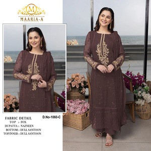 Exportation de qualité semi-point de broderie séquence de travail costume pakistanais avec Dupatta pour les femmes de l'Inde - Product Image 3