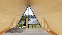 Villa de luxe préfabriquée Airbnb en structure légère en acier, type A-frame, pour camping et resort