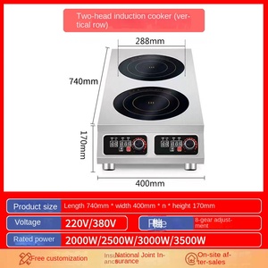 Placa de Inducción Eléctrica de 3500W para Cocina Doméstica o de Restaurante, 2 Quemadores, Temporizador, Control de Temperatura, Acero Inoxidable, Vapor y Hervido - Product Image 4