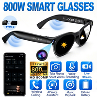 Lunettes Intelligentes IA Transfrontalières avec Caméra de Diffusion en Direct TikTok TK, Photo et Vidéo 800W, Contrôle par Bouton Tactile, Chargement Type-C