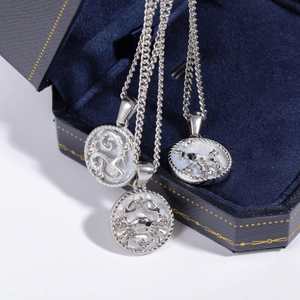 Colgante de concha Charms Womens 12 Zodiac Collar Impermeable Moda Fina Acero inoxidable Oro Zodiac Jewelry - Product Image 5