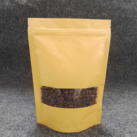 Sac en papier kraft avec fenêtre transparente HD, sac autoportant à fermeture éclair pour aliments, thé, fruits secs, noix, emballage