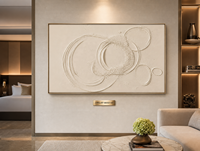 Décor mural texturé en plâtre, motif cercle abstrait tourbillonnant, couleur crème ivoire, cadre en aluminium, pour hôtel, suite, salon, mur d'accentuation, personnalisable