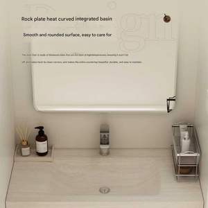 Mueble de Baño Integrado de Cerámica sin Costuras Personalizado, Combinado con un Lavabo Moderno y Simple, Estación de Lavado de Manos - Product Image 4