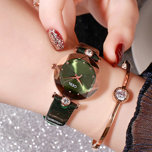 Nouvelle montre pour femme avec sertissage de diamants et bracelet en cuir étanche - Product Image 4