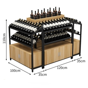Expositor de Vino Tinto de Doble Cara Personalizado YUMEI, de Acero y Madera de Alta Calidad para <span class=keywords><strong>Supermercado</strong></span>, Ajustable, Duradero, con Acabado de Esmalte Horneado - Product Image 3