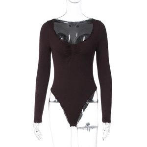 Novità 2026: Abbigliamento Femminile, <span class=keywords><strong>Body</strong></span> Aderente a <span class=keywords><strong>Maniche</strong></span> <span class=keywords><strong>Lunghe</strong></span>, Nuovo Modello Tinta Unita, Scollatura a U Profonda - Product Image 4