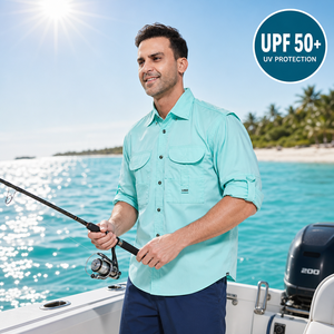 Chemise <span class=keywords><strong>de</strong></span> pêche à manches longues pour homme, protection solaire UPF50+, velcro réglable, maille respirante, multi-poches, chemise <span class=keywords><strong>de</strong></span> pêche en plein air, logo personnalisé - Product Image 1