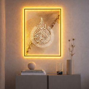 Luxuriöse Moderne Beige Kristall-Porzellan Wandkunst Große Islamische Malerei Abstrakte Dekorative Gemälde für Wohnzimmer Heim-Dekoration - Product Image 6