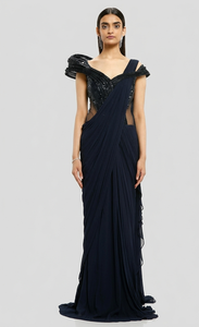 งานปักลายสวยงามสำเร็จรูปสำหรับผ้าส่าหรีสำหรับผู้หญิง แห้งเร็ว ใส่ได้ทุกฤดู เหมาะสำหรับงานปาร์ตี้ ตรวจจับรอยปักได้ชัดเจน AKS GROUP - Product Image 3