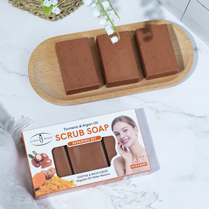 Set di Sapone Esfoliante alla Curcuma con Olio di Argan e Cocco per Riparare la Barriera Cutanea e Riequilibrare l'Equilibrio Olio-Acqua, Saponetta Biologica alla Curcuma - Product Image 1