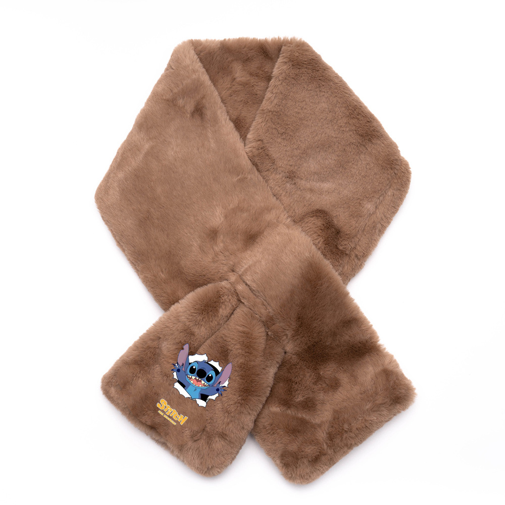 Stitch plush bib winter student hedging all-match warmth neck protection printing cartoon cute warm scarf