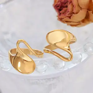 Ins Hot đơn giản Châu Âu và Mỹ hình học cao cấp Glossy nhẫn đồ trang sức thời trang anillos de Oro