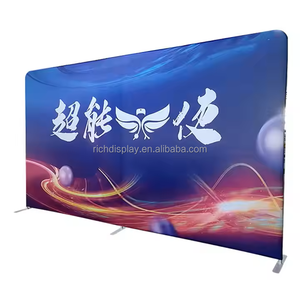 Hai mặt gối Bìa trở lại thả căng thẳng vải đứng khung nhôm Backdrop quảng cáo xách tay Popup cong hiển thị đứng - Product Image 1