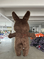SAYGO géant marche mobile lapin Cosplay dessin animé longue peluche tissu fourrure brun lapin gonflable mascotte Costume Costume pour adultes