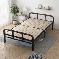 Lit simple pliable moderne en bois massif 1,2 m/1 m avec cadre en fer renforcé et panneau rigide, taille personnalisable, idéal pour petite chambre