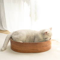 Arbre à gratter pour chat ovale Design en bois avec papier et matériaux en papier ondulé pour le jeu et l'exercice de chat