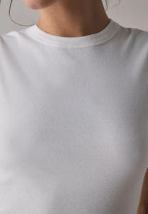 女性用スリムフィットリブコットンスパンデックスベストスクエアクルーネックタンクトップショートロング丈オプションナイロン生地INSヒートプリント - Product Image 2