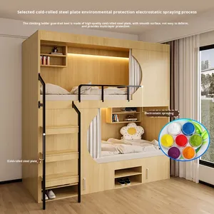 Двухъярусная кровать для хостела, апартаментов, общежития, из массива дерева, минималистичный современный дизайн, игровая кровать-капсула для отеля - Product Image 4