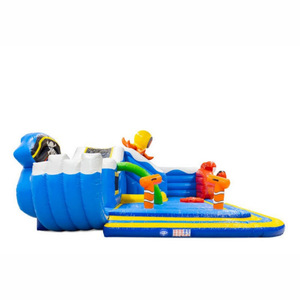 สไลเดอร์น้ำเป่าลมออลอินวันพร้อมสระน้ำและเกมกีฬาสำหรับใช้งานเชิงพาณิชย์ รูปแบบปลาหมึกซีเวิลด์ - Product Image 3