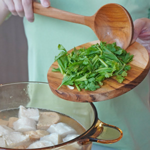 Godiva Wooden Soup Spoon Size S is a food <b>utensil</b> with an elegant design for a natural and comfortable dining experience. - Product Image 3