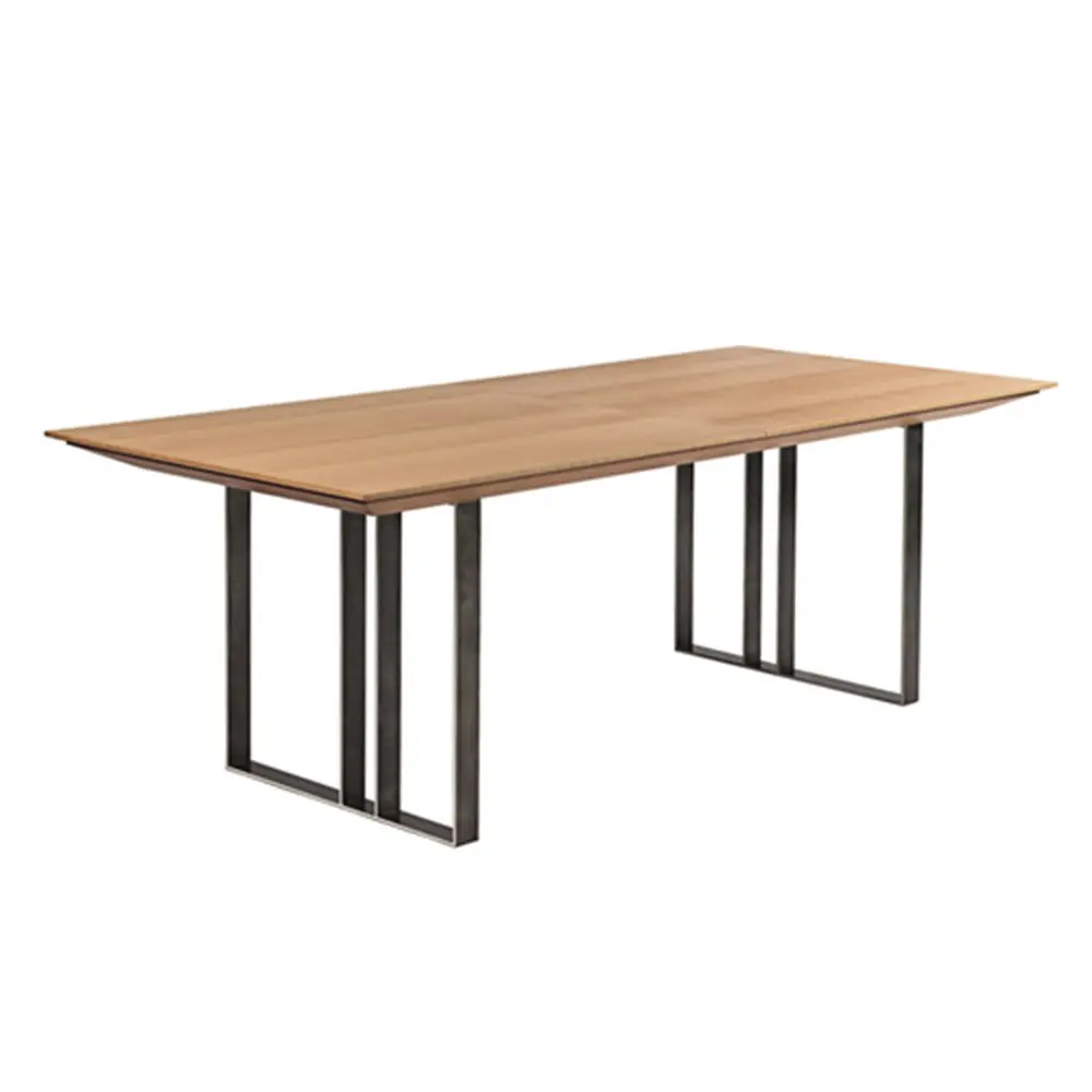 Rectangle Dining Table Extendable Kitchen Table Wooden Table with Steel legs